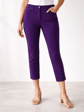Chico’s Purple Slim Fit Cropped Pants Stretch Ankle Capri Pants Chic Casual